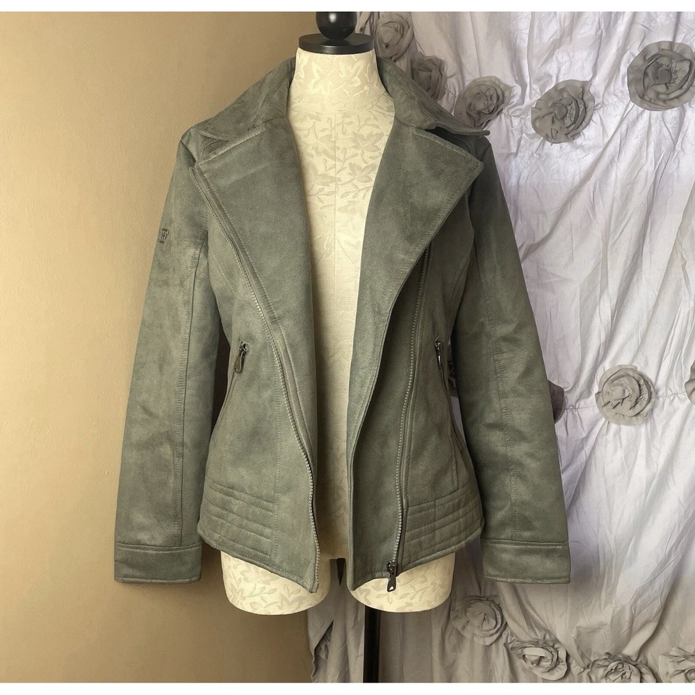 F collection ferrari gray leather/suede vintage zip up jacket size Small Unisex‎